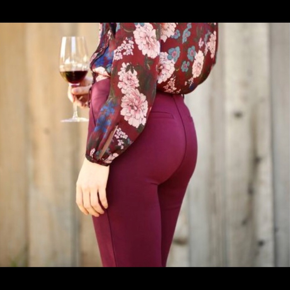 Betabrand Petite Maroon Dress Pant Yoga Pants